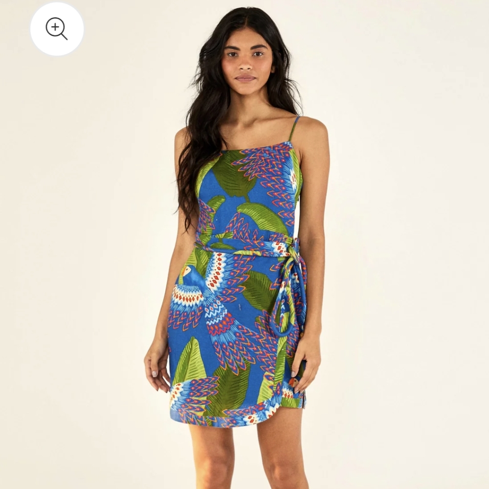 Farm Rio Blue Macaw Dress Size XS